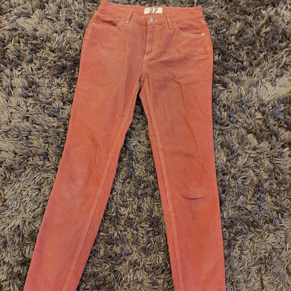 🌴FINAL SALE Free People Hi-Rise Cords Raw Hem Mauve Size 27 - Picture 2 of 9
